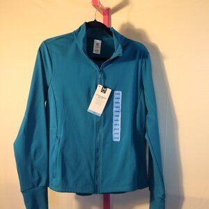 Members Mark Women's Extra-Warm Jacket Teal Blue Full Zip Thumbholes Large NWT